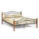 Кровать AT-803 Wood slat base дерево гевея/металл, 160х200 см (Queen bed), красный дуб/черный (Tet Chair)